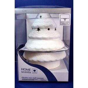 Chesapeake Bay Decorative White Christmas Tree Fragrance Warmer w Bonus  NEW